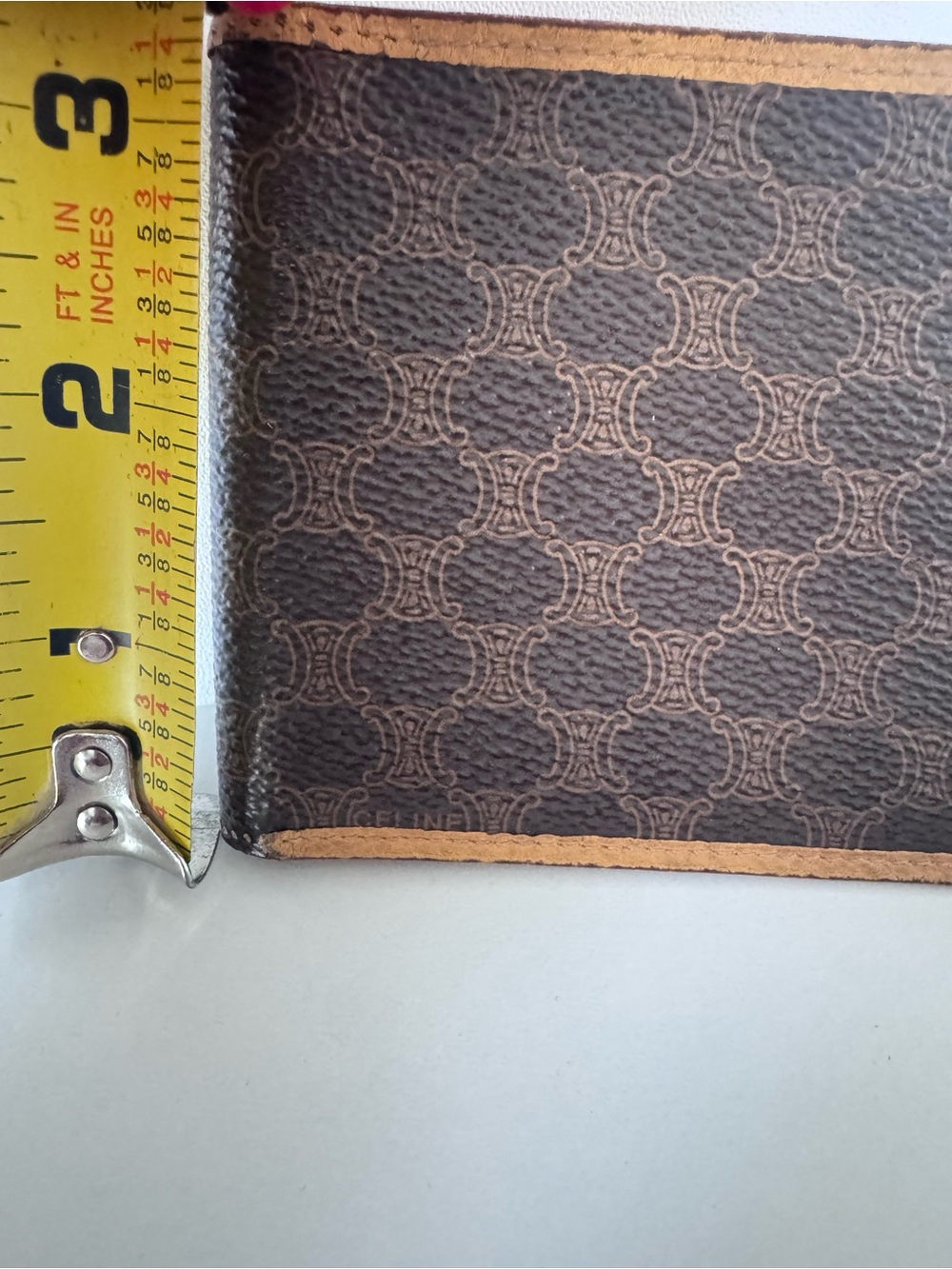CELINE Authentic Vintage Wallet Macadam Bi Fold in Brown and Tan - Picture 11 of 11